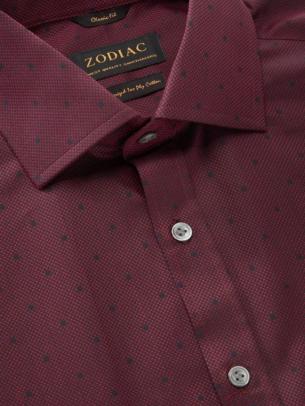 Bruciato Maroon Solid Full Sleeve Single Cuff Classic Fit Semi Formal Dark Two Ply Mercerized Cotton Shirt