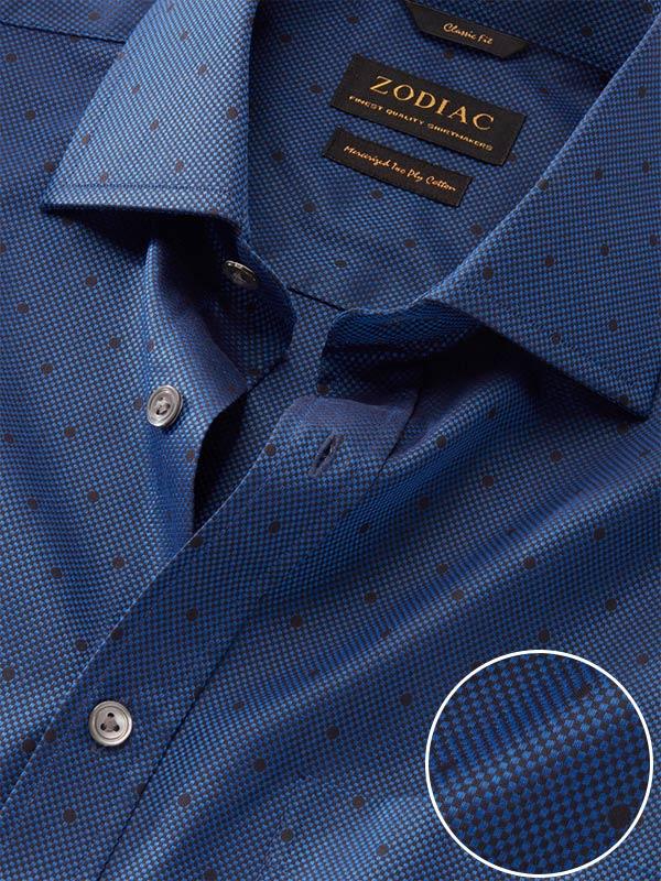Bruciato Navy Solid Full Sleeve Single Cuff Classic Fit Semi Formal Dark Two Ply Mercerized Cotton Shirt