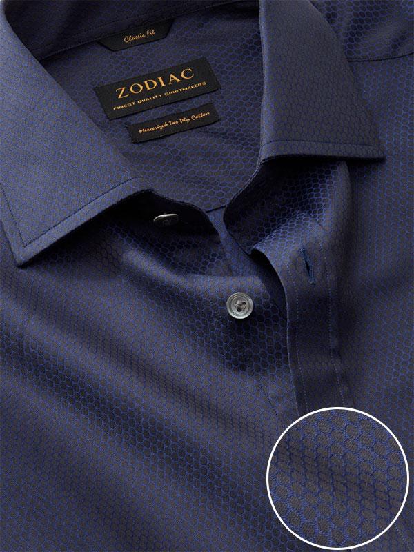 Bruciato Navy Solid Full Sleeve Single Cuff Classic Fit Semi Formal Dark Two Ply Mercerized Cotton Shirt