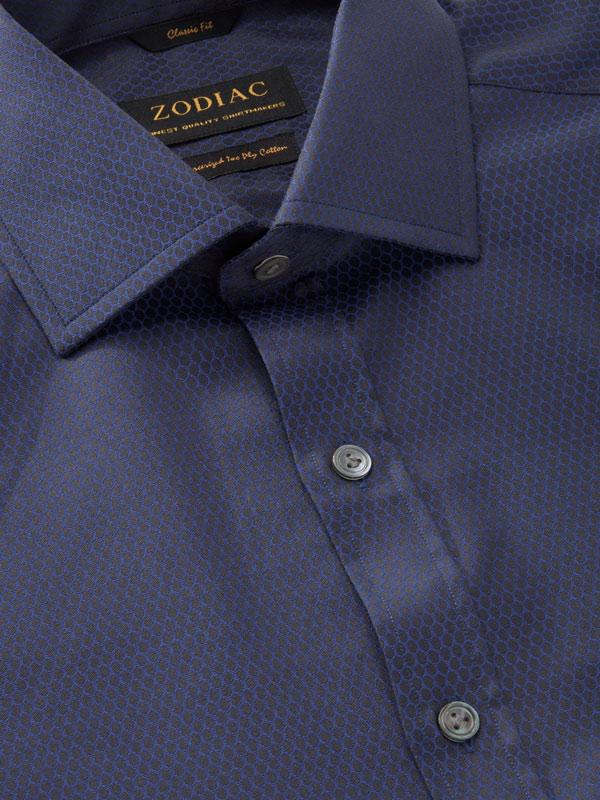 Bruciato Navy Solid Full Sleeve Single Cuff Classic Fit Semi Formal Dark Two Ply Mercerized Cotton Shirt