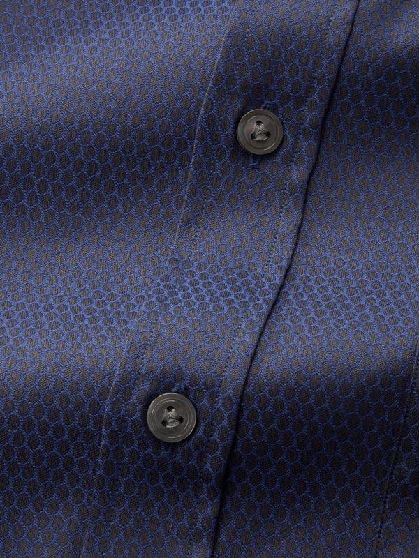 Bruciato Navy Solid Full Sleeve Single Cuff Classic Fit Semi Formal Dark Two Ply Mercerized Cotton Shirt