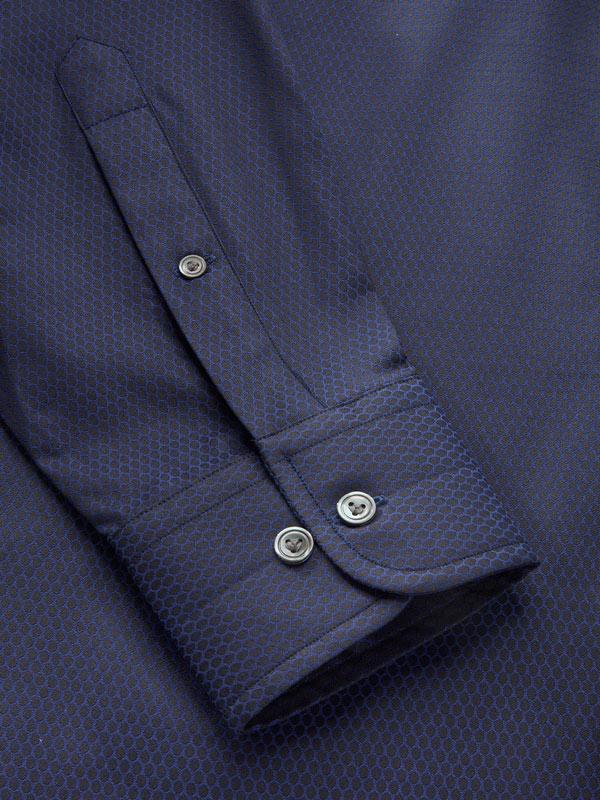 Bruciato Navy Solid Full Sleeve Single Cuff Classic Fit Semi Formal Dark Two Ply Mercerized Cotton Shirt