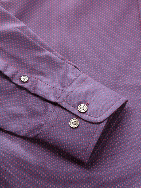 Bruciato Red Solid Full Sleeve Single Cuff Tailored Fit Semi Formal Dark Two Ply Mercerized Cotton Shirt