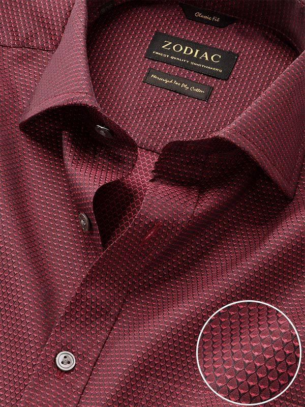 Bruciato Maroon Solid Full Sleeve Double Cuff Classic Fit Semi Formal Dark Two Ply Mercerized Cotton Shirt