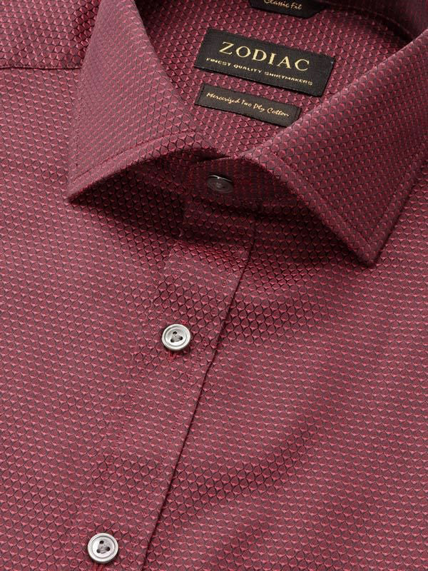 Bruciato Maroon Solid Full Sleeve Double Cuff Classic Fit Semi Formal Dark Two Ply Mercerized Cotton Shirt