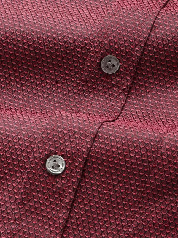 Bruciato Maroon Solid Full Sleeve Double Cuff Classic Fit Semi Formal Dark Two Ply Mercerized Cotton Shirt