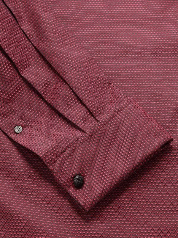 Bruciato Maroon Solid Full Sleeve Double Cuff Classic Fit Semi Formal Dark Two Ply Mercerized Cotton Shirt