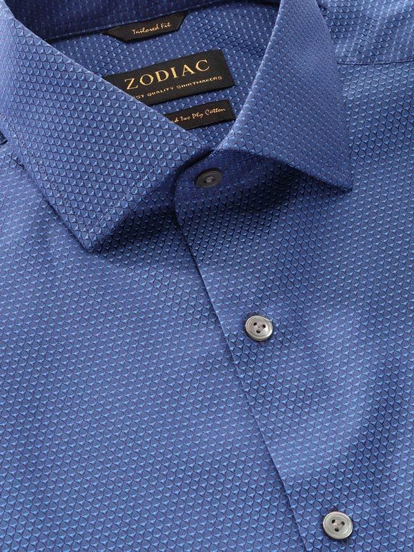 Bruciato Navy Solid Full Sleeve Double Cuff Classic Fit Semi Formal Dark Two Ply Mercerized Cotton Shirt