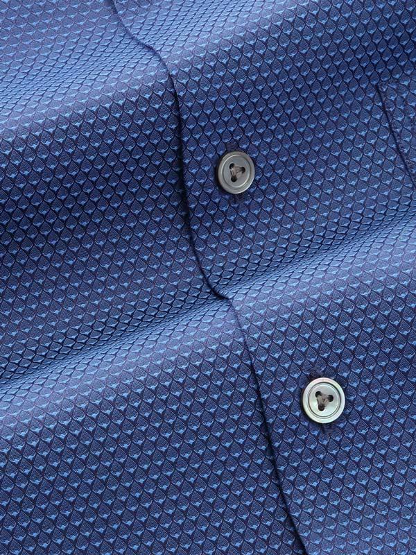 Bruciato Navy Solid Full Sleeve Double Cuff Classic Fit Semi Formal Dark Two Ply Mercerized Cotton Shirt