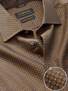 Bruciato Ochre Check Full Sleeve Single Cuff Tailored Fit Semi Formal Dark Two Ply Mercerized Cotton Shirt