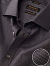 Bruciato Dark Grey Solid Full Sleeve Single Cuff Classic Fit Semi Formal Dark Two Ply Mercerized Cotton Shirt