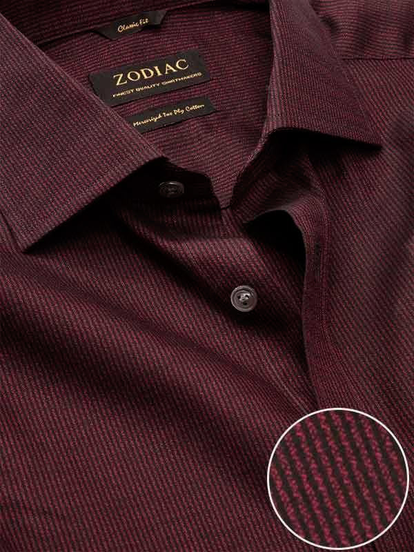 Bruciato Red Solid Full Sleeve Single Cuff Classic Fit Semi Formal Dark Two Ply Mercerized Cotton Shirt