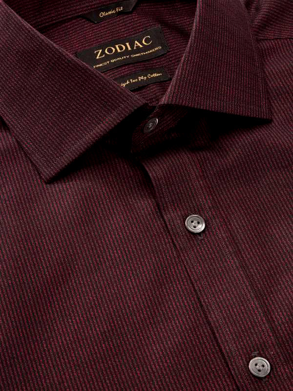 Bruciato Red Solid Full Sleeve Single Cuff Classic Fit Semi Formal Dark Two Ply Mercerized Cotton Shirt
