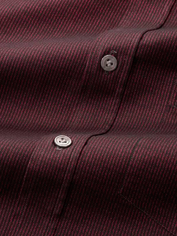 Bruciato Red Solid Full Sleeve Single Cuff Classic Fit Semi Formal Dark Two Ply Mercerized Cotton Shirt