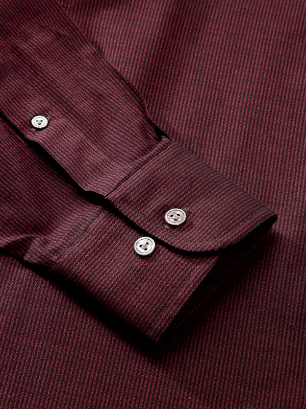Bruciato Red Solid Full Sleeve Single Cuff Classic Fit Semi Formal Dark Two Ply Mercerized Cotton Shirt