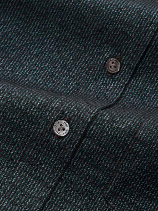Bruciato Teal Solid Full Sleeve Single Cuff Classic Fit Semi Formal Dark Two Ply Mercerized Cotton Shirt