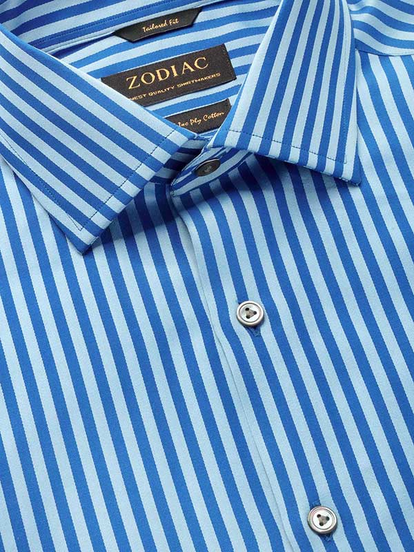 Bruciato Blue Solid Full Sleeve Single Cuff Tailored Fit Semi Formal Dark Two Ply Mercerized Cotton Shirt