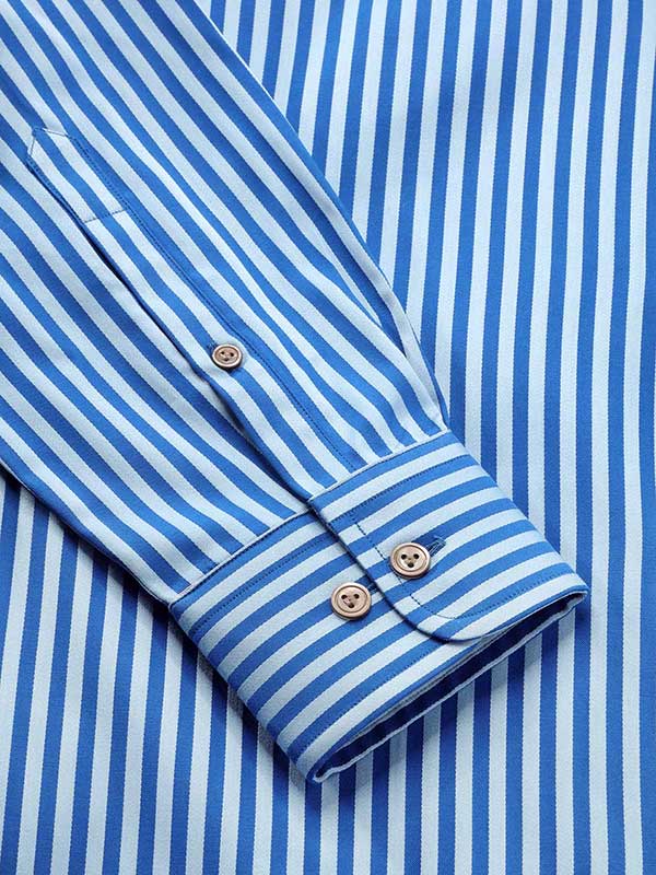Bruciato Blue Solid Full Sleeve Single Cuff Tailored Fit Semi Formal Dark Two Ply Mercerized Cotton Shirt