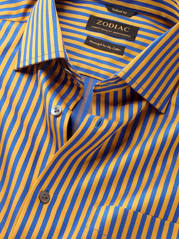 Bruciato Ochre Solid Full Sleeve Single Cuff Tailored Fit Semi Formal Dark Two Ply Mercerized Cotton Shirt