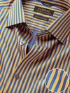 Bruciato Ochre Solid Full Sleeve Single Cuff Tailored Fit Semi Formal Dark Two Ply Mercerized Cotton Shirt