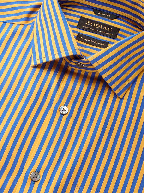 Bruciato Ochre Solid Full Sleeve Single Cuff Tailored Fit Semi Formal Dark Two Ply Mercerized Cotton Shirt