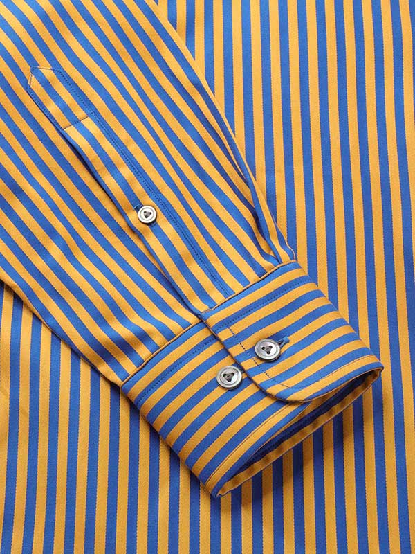 Bruciato Ochre Solid Full Sleeve Single Cuff Tailored Fit Semi Formal Dark Two Ply Mercerized Cotton Shirt