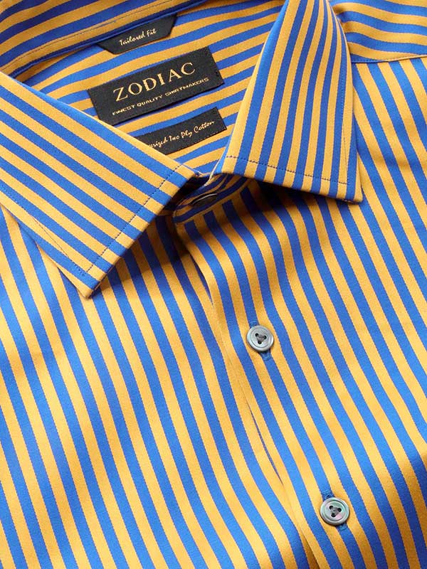 Bruciato Ochre Solid Full Sleeve Single Cuff Tailored Fit Semi Formal Dark Two Ply Mercerized Cotton Shirt