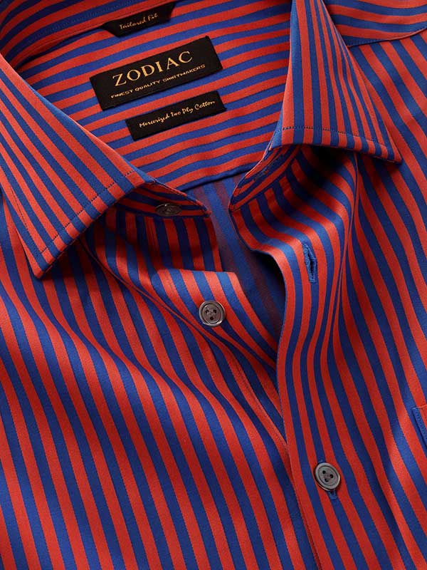 Bruciato Red Solid Full Sleeve Single Cuff Tailored Fit Semi Formal Dark Two Ply Mercerized Cotton Shirt