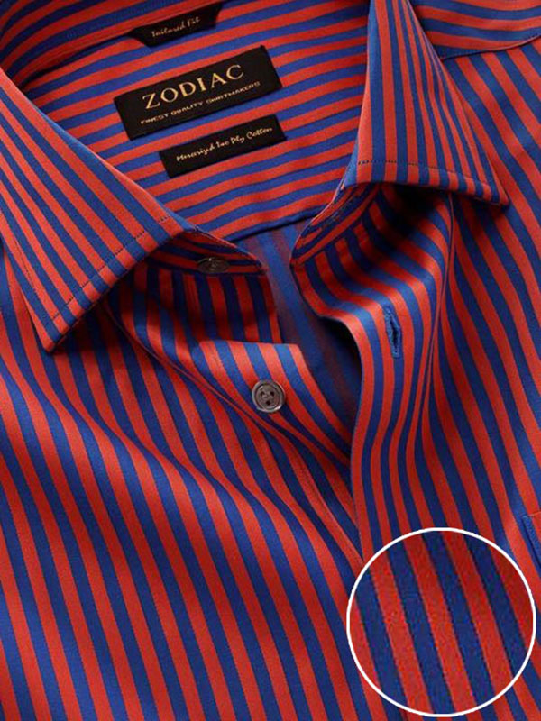 Bruciato Red Solid Full Sleeve Single Cuff Tailored Fit Semi Formal Dark Two Ply Mercerized Cotton Shirt