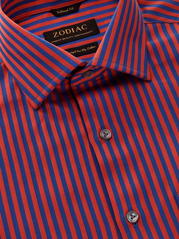 Bruciato Red Solid Full Sleeve Single Cuff Tailored Fit Semi Formal Dark Two Ply Mercerized Cotton Shirt
