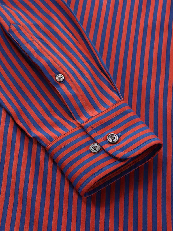 Bruciato Red Solid Full Sleeve Single Cuff Tailored Fit Semi Formal Dark Two Ply Mercerized Cotton Shirt