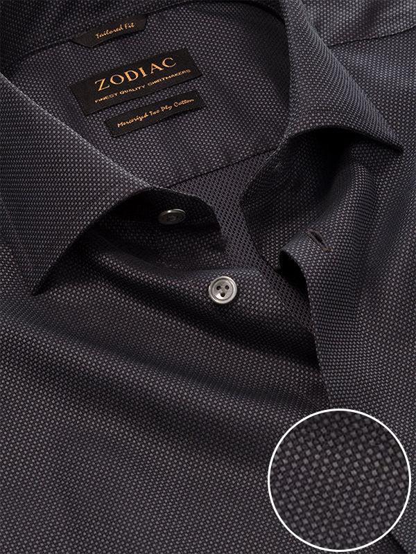 Bruciato Black Solid Full Sleeve Single Cuff Tailored Fit Semi Formal Dark Two Ply Mercerized Cotton Shirt