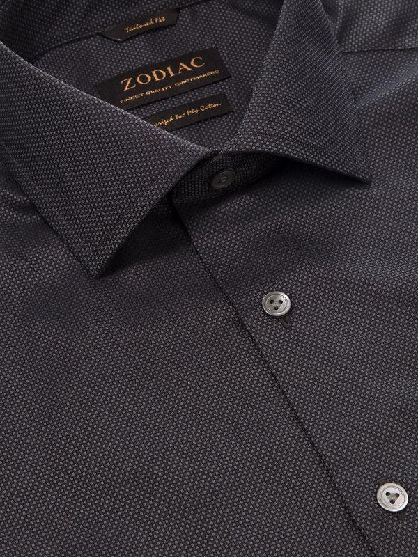 Bruciato Black Solid Full Sleeve Single Cuff Tailored Fit Semi Formal Dark Two Ply Mercerized Cotton Shirt