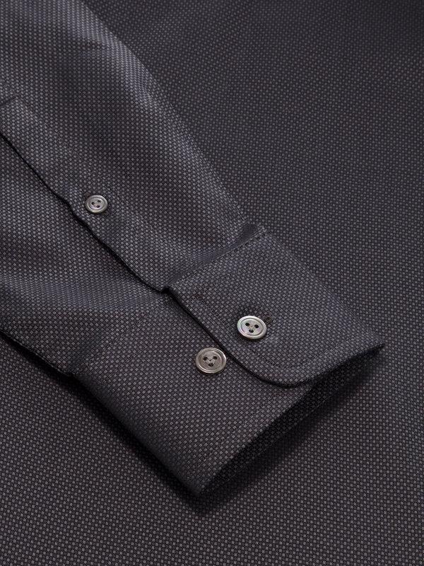 Bruciato Black Solid Full Sleeve Single Cuff Tailored Fit Semi Formal Dark Two Ply Mercerized Cotton Shirt