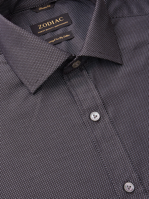 Bruciato Black & White Solid Full Sleeve Single Cuff Classic Fit Semi Formal Dark Two Ply Mercerized Cotton Shirt