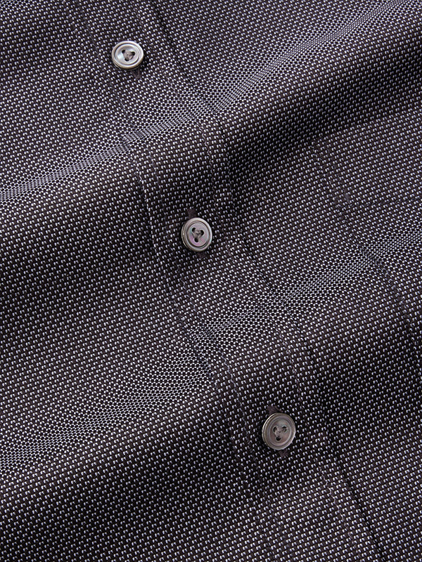 Bruciato Black & White Solid Full Sleeve Single Cuff Classic Fit Semi Formal Dark Two Ply Mercerized Cotton Shirt