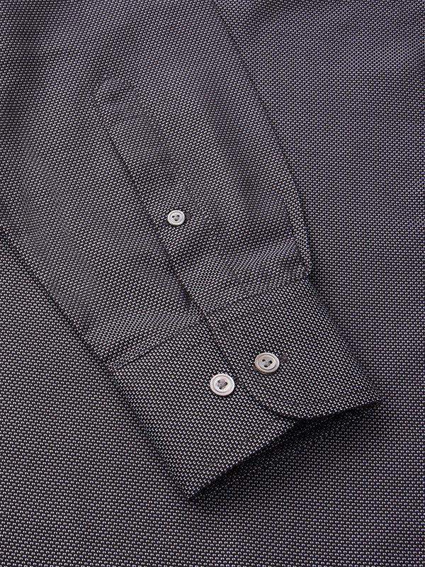 Bruciato Black & White Solid Full Sleeve Single Cuff Classic Fit Semi Formal Dark Two Ply Mercerized Cotton Shirt
