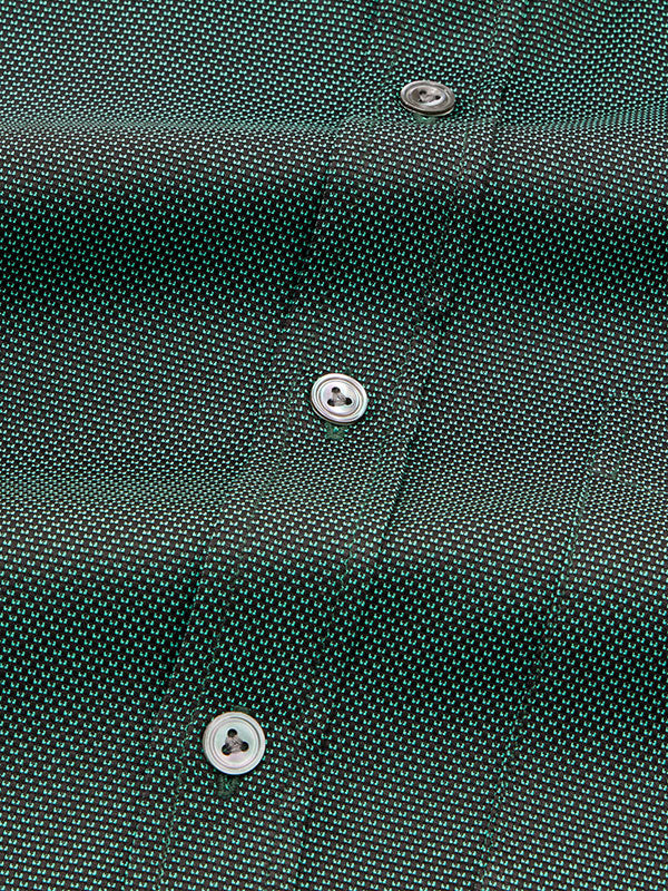 Bruciato Green Solid Full Sleeve Single Cuff Classic Fit Semi Formal Dark Two Ply Mercerized Cotton Shirt