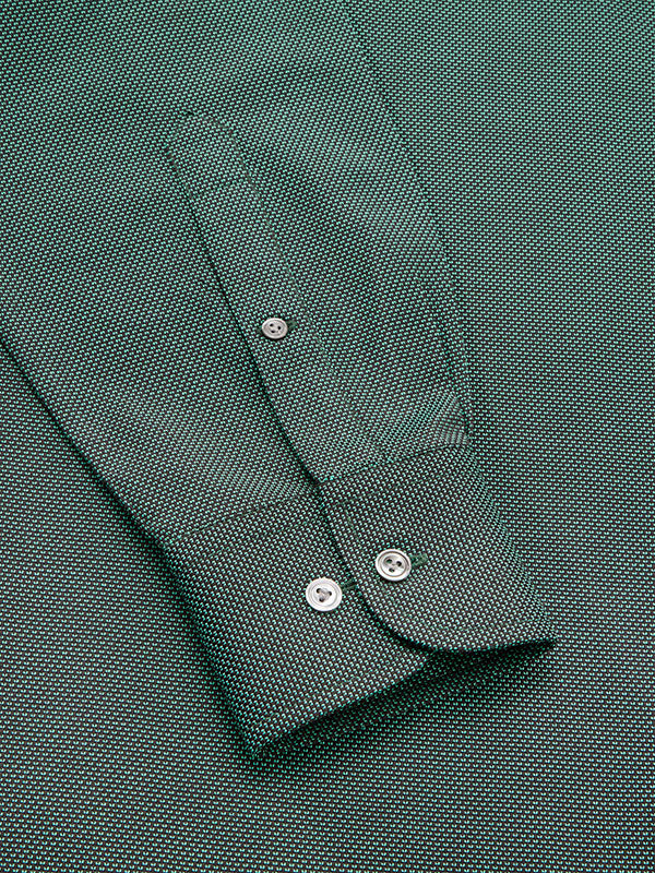 Bruciato Green Solid Full Sleeve Single Cuff Classic Fit Semi Formal Dark Two Ply Mercerized Cotton Shirt