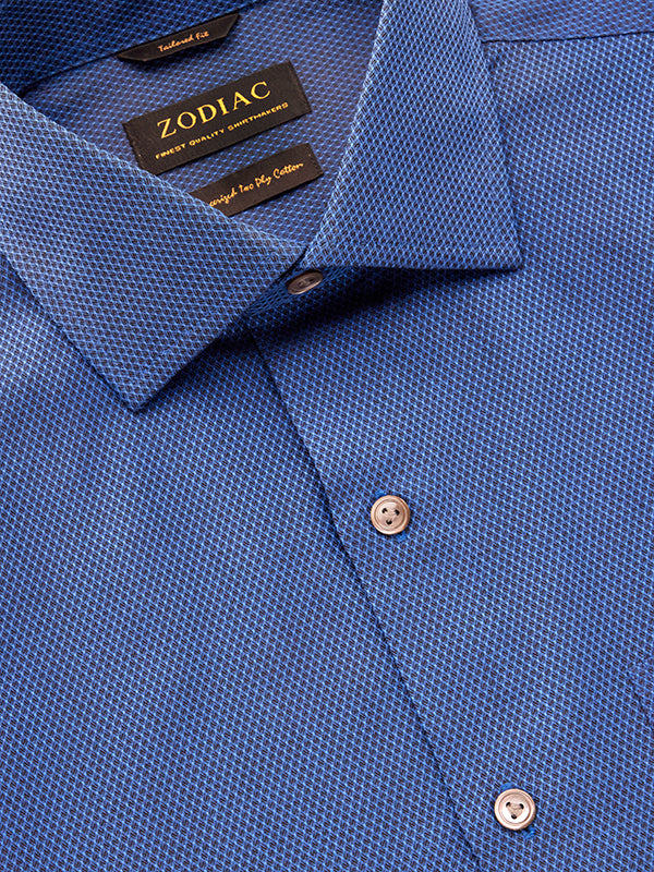 Bruciato Navy Solid Full Sleeve Single Cuff Tailored Fit Semi Formal Dark Two Ply Mercerized Cotton Shirt