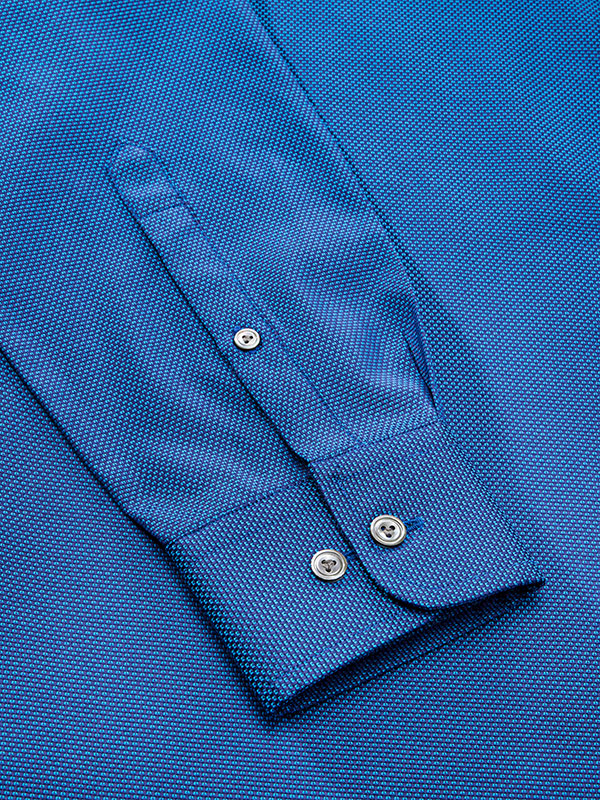 Bruciato Navy Solid Full Sleeve Single Cuff Tailored Fit Semi Formal Dark Two Ply Mercerized Cotton Shirt