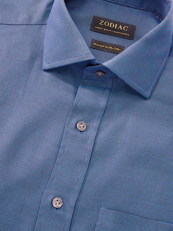 Bruciato Teal Solid Full Sleeve Single Cuff Classic Fit Semi Formal Dark Two Ply Mercerized Cotton Shirt