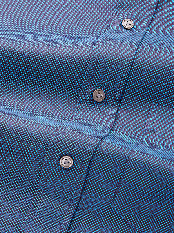 Bruciato Teal Solid Full Sleeve Single Cuff Classic Fit Semi Formal Dark Two Ply Mercerized Cotton Shirt