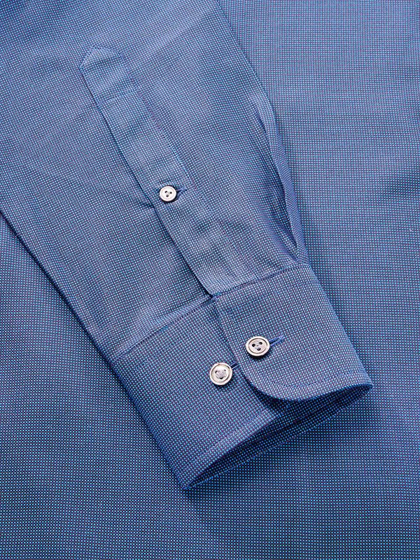 Bruciato Teal Solid Full Sleeve Single Cuff Classic Fit Semi Formal Dark Two Ply Mercerized Cotton Shirt