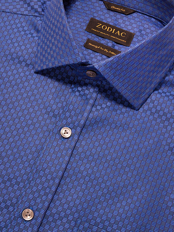 Bruciato Navy Solid Full Sleeve Single Cuff Classic Fit Semi Formal Dark Two Ply Mercerized Cotton Shirt