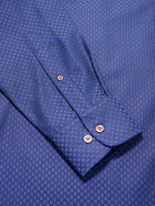 Bruciato Navy Solid Full Sleeve Single Cuff Classic Fit Semi Formal Dark Two Ply Mercerized Cotton Shirt