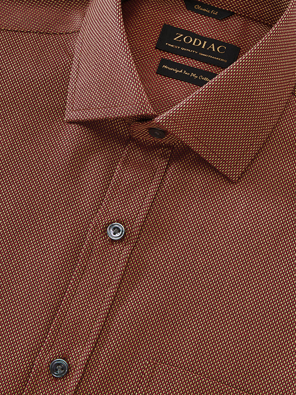 Bruciato Maroon Solid Full Sleeve Single Cuff Classic Fit Semi Formal Dark Two Ply Mercerized Cotton Shirt