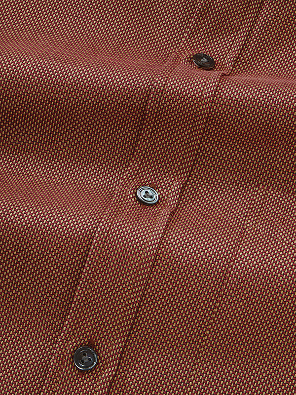 Bruciato Maroon Solid Full Sleeve Single Cuff Classic Fit Semi Formal Dark Two Ply Mercerized Cotton Shirt