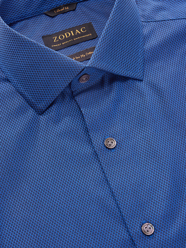 Bruciato Navy Solid Full Sleeve Single Cuff Tailored Fit Semi Formal Dark Two Ply Mercerized Cotton Shirt