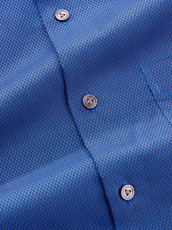 Bruciato Navy Solid Full Sleeve Single Cuff Tailored Fit Semi Formal Dark Two Ply Mercerized Cotton Shirt
